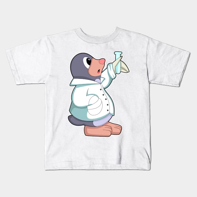 Mole as Scientist with Test tube Kids T-Shirt by Markus Schnabel